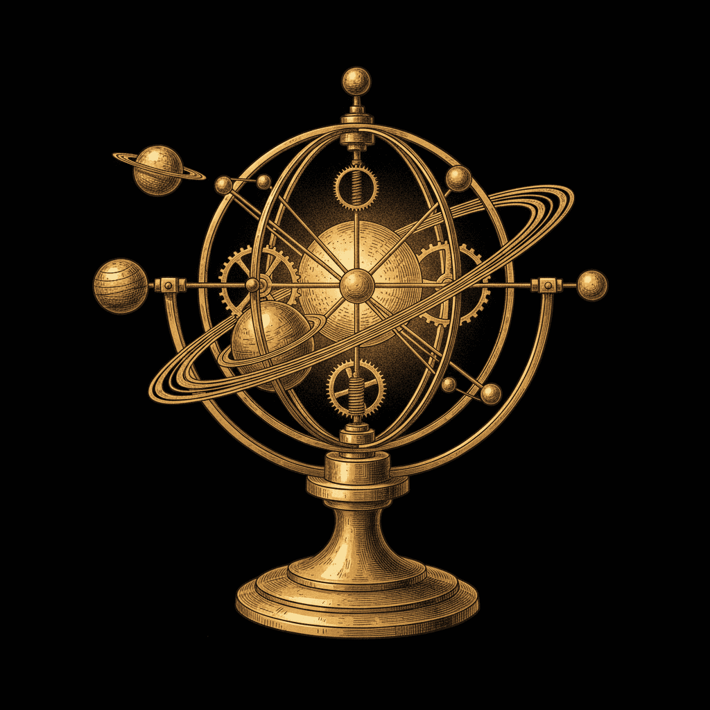 Celestial model with orbiting planets